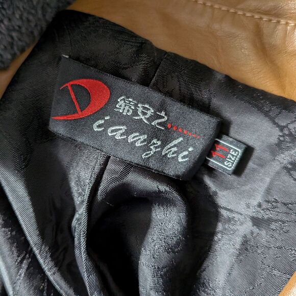 Vintage Y2K Dianzhi Faux Leather Trench Coat Jacket Longline Brown Size 11 - Picture 8 of 12